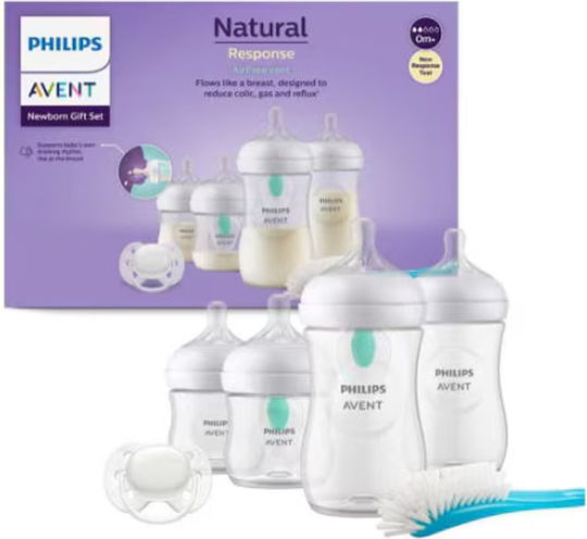 Philips Set Plastic Baby Bottles Natural Anti-colic with Silicone Teat White 125ml