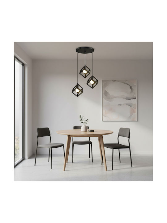 Pakketo Kibe Adjustable Pendant Light Black with Socket E27 48x28cm