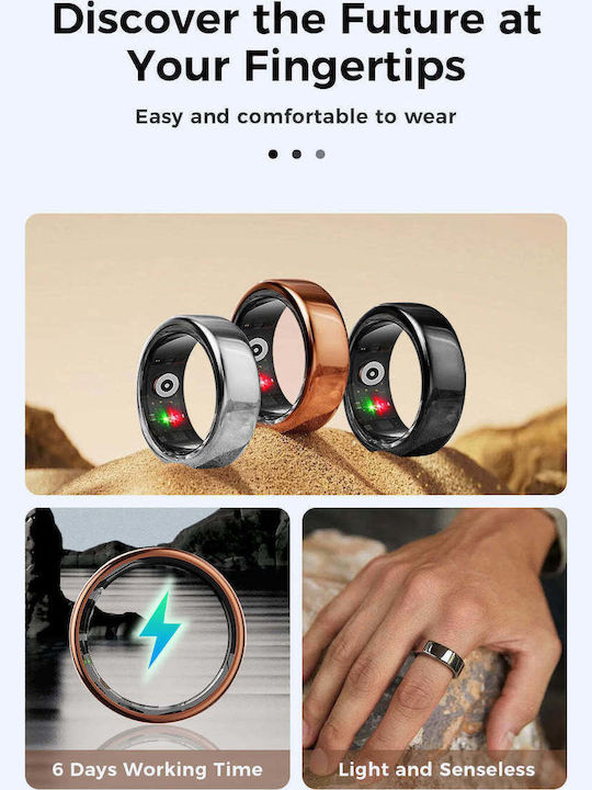 Kyklō Smart Ring 17.3mm Waterproof with Heart Rate Monitor Black