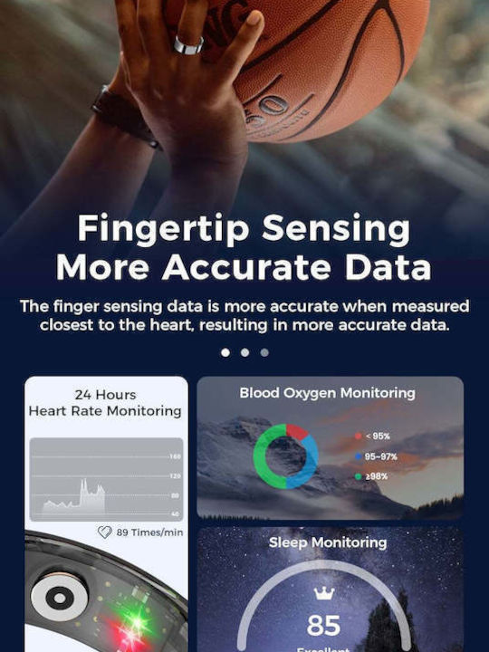 Kyklō Smart Ring 18.9mm Waterproof with Heart Rate Monitor Silver