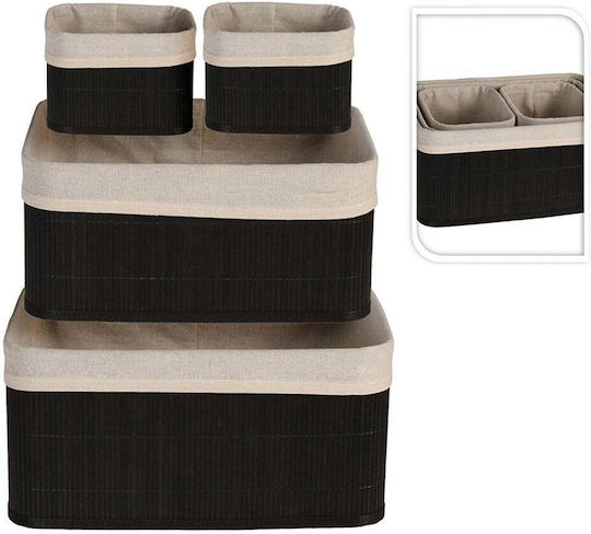 H&S Collection Aufbewahrungskörbe Dekorative Körbe Set Mit Griffen 4 Stück Schwarz Hx9100610