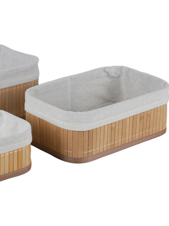 Set of 3 Bamboo Storage Baskets with Inner Fabric 3 Sizes Urban Living