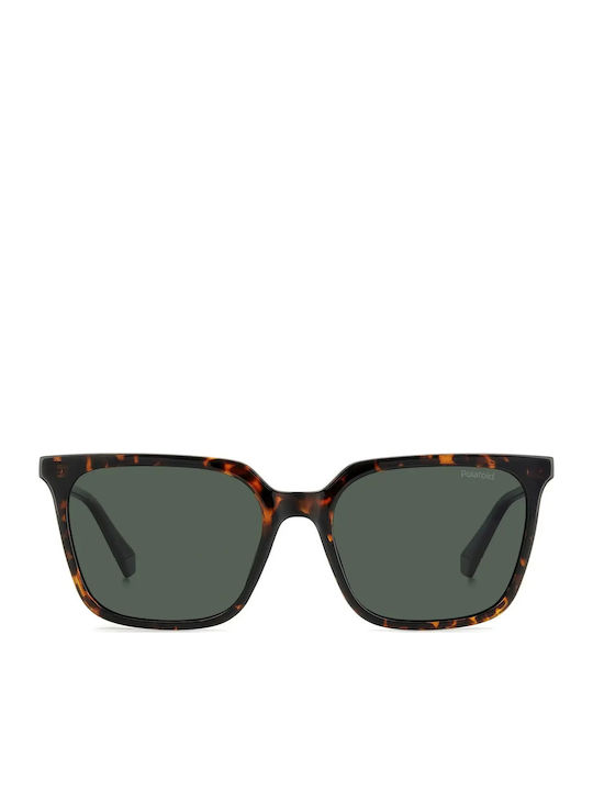 Polaroid Men's Sunglasses with Brown Tartaruga Plastic Frame and Green Lens PLD4163/S 086/UC