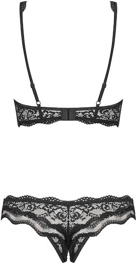 Offenes Sexy Dessous-Set Luvae 2tlg Schwarz