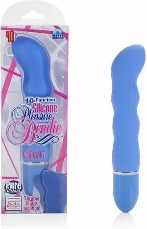 Водоустойчив Вибратор California Exotic 070784 10-255 Bendie Wavy G 10 Мощни Функции 17.75 См Х 3.75 См Син