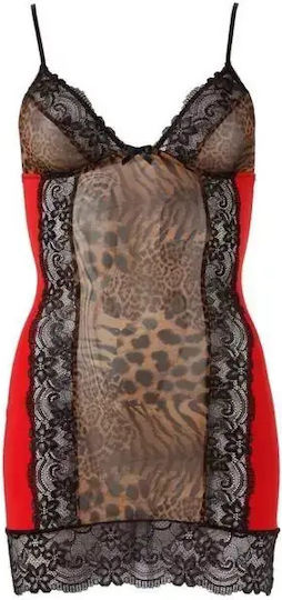 Sexy Nightgown Cottelli Collection 249411 10-249 Leopard Print Red M