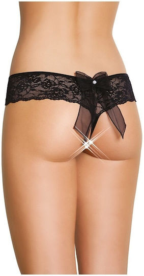 Softline 2403 Женски Секси Прашка с отворена пикантност Дантела без кръста G-String Black