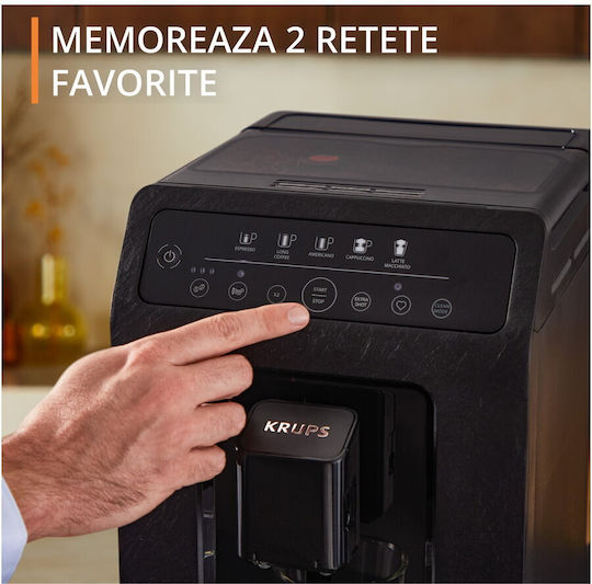 Krups Evidence Eco Design Automat Espressoare 1450W Presiune 15bar cu Râșniță Neagră EA8968E0
