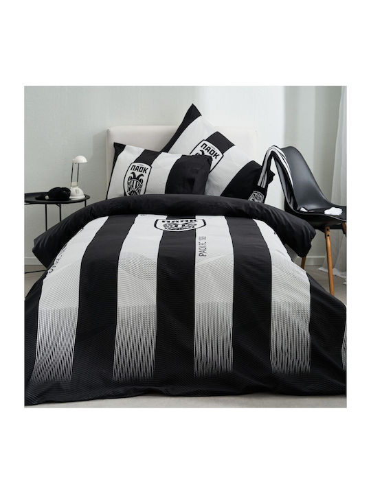 Vesta Home Σετ Παπλωματοθήκη Μονή με Μαξιλαροθήκη 170x240cm Άσπρο Μαύρο