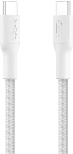 Belkin Braided USB 2.0 Cable USB-C Male - USB-C 240W PD White 1m CAB025HQ1MWH