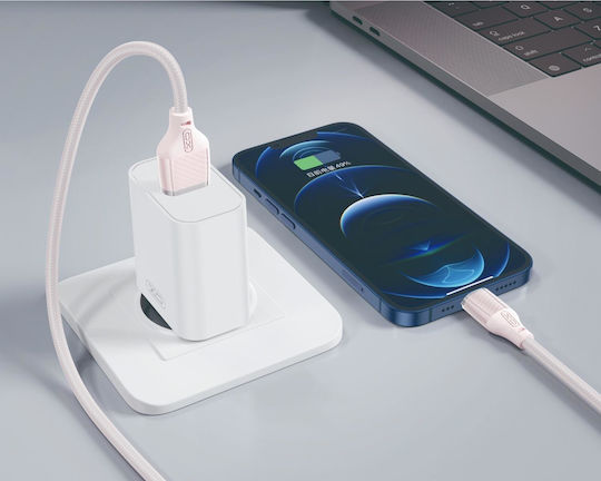 USB-A to Lightning Cable 18W Ροζ 1m 16.005.0399