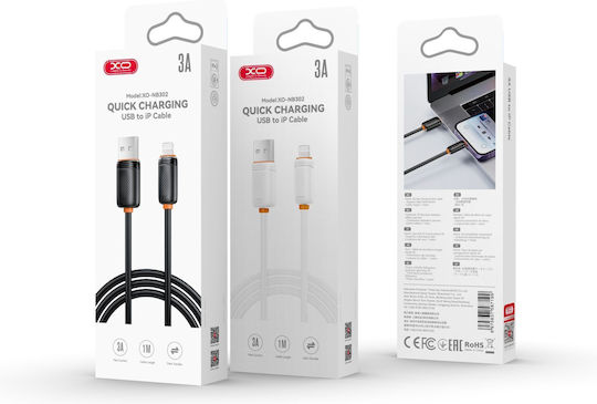 XO USB-A to Lightning Cable Black 1m