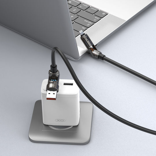 XO USB to Lightning / Type-C Cable 3A Μαύρο 1.2m