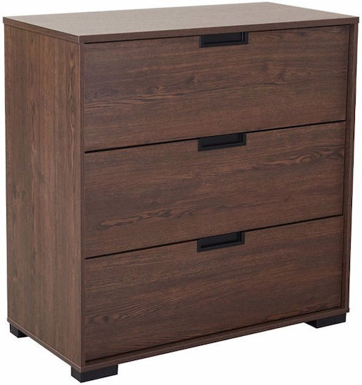 Inspire Wooden Chest of Drawers with 3 Drawers Walnut 80x39x80cm