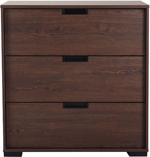 Inspire Wooden Chest of Drawers with 3 Drawers Walnut 80x39x80cm