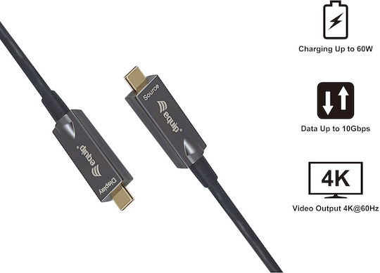 Equip USB 3.2 Cable USB-C Male - USB-C 60W PD Black 10m