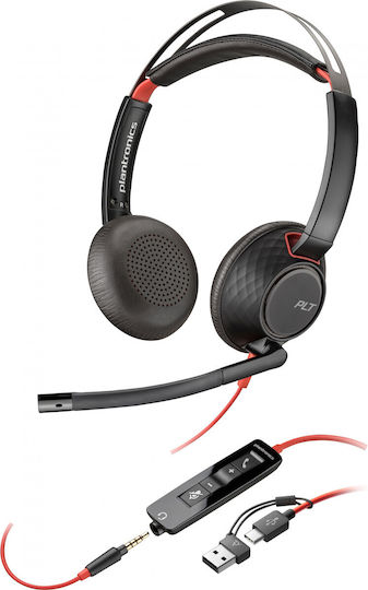 Plantronics Blackwire C5210 USB-C On Ear Multimedia Headphone with Microphone 3.5mm Jack / USB-A