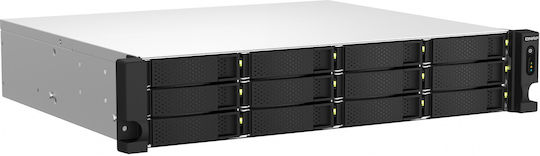 QNap TS-1264U-RP-8G NAS Rack με 12 θέσεις για HDD/SSD και 2 θύρες Ethernet