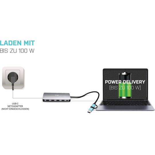i-tec Nano Dock Thunderbolt 4 Docking Station με HDMI 4K PD Ethernet και συνδεση 3 Οθονών Ασημί