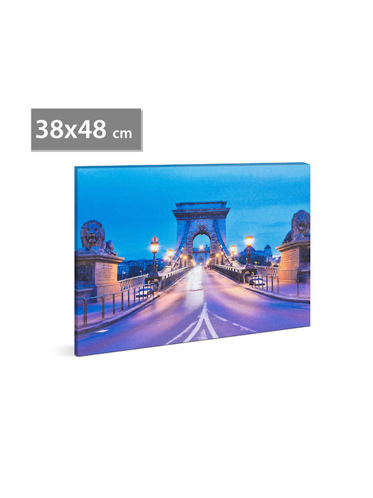 Decorative Led Painting " Chain Bridge" 2 X Aa 38 X 48 Cm