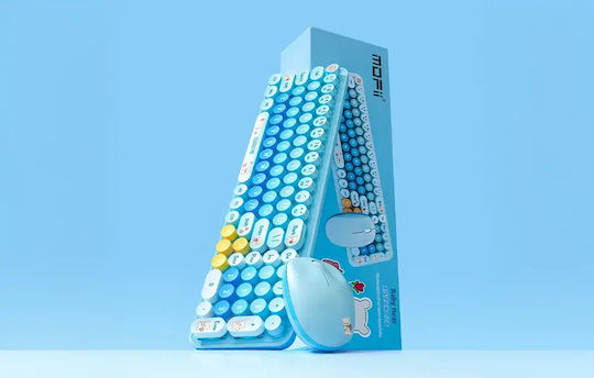 Mofii SMK-682M8AG Fără fir Set tastatură și mouse Engleză US Baby Bear Blue
