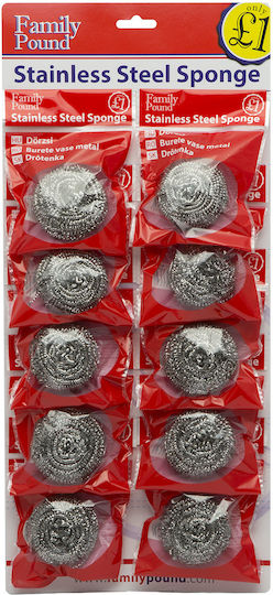 Set 10 Spiralstahl-Küchenschwämme in einem 10-Stück-Displaypaneel