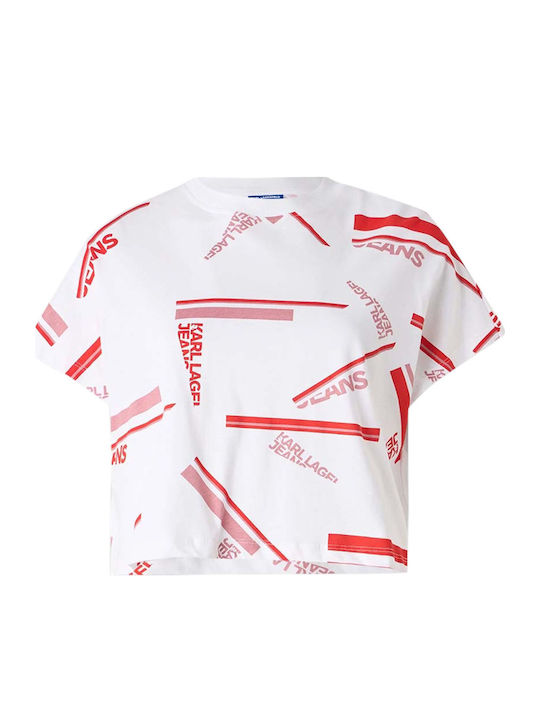 Women's Crop T-shirt Striped White