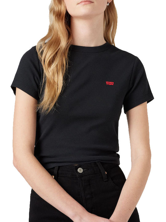Essential Sporty Γυναικείο Αθλητικό Crop T-shirt Black