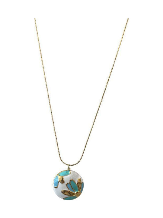 Awear Halskette mit Design Blume aus Vergoldet Stahl