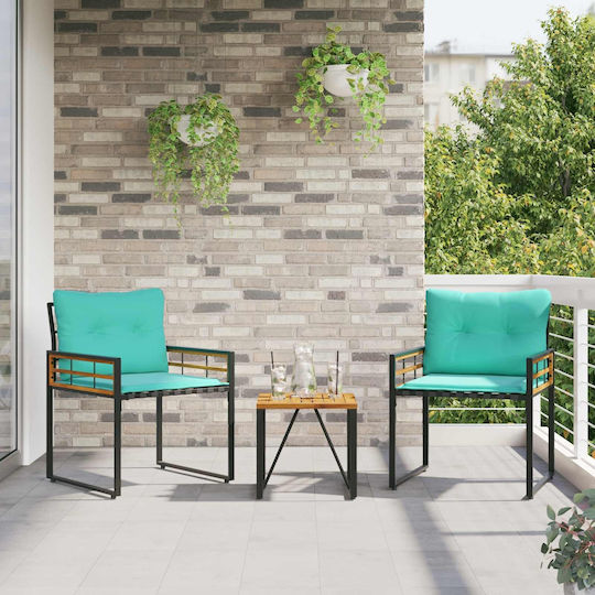 vidaXL Garten- und Outdoor-Möbelsets 3 Stück Türkis mit Kissen