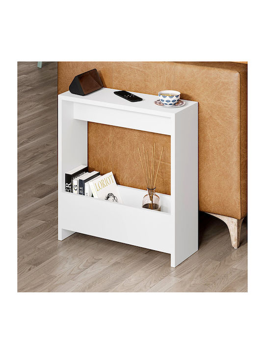 Rectangular Side Coffee Table Simpi Wooden White W55xL20xH60cm
