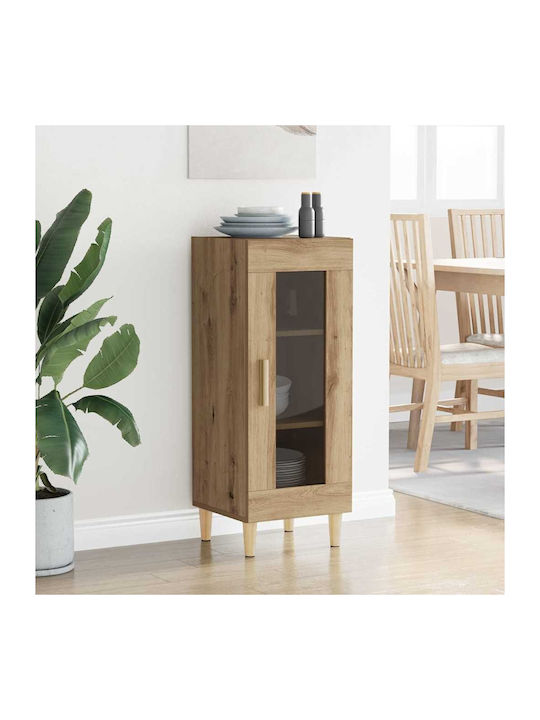 Floor-standing Living Room Display Cabinet made of Particleboard with Glass Oaks 34.5x32.5x90cm