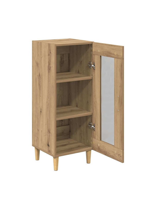 Floor-standing Living Room Display Cabinet made of Particleboard with Glass Oaks 34.5x32.5x90cm