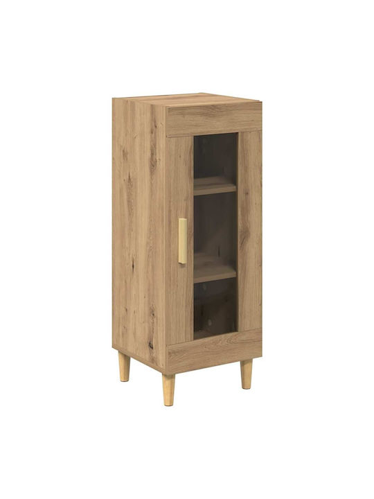 Floor-standing Living Room Display Cabinet made of Particleboard with Glass Oaks 34.5x32.5x90cm