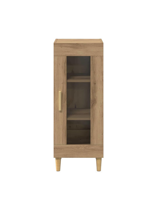 Floor-standing Living Room Display Cabinet made of Particleboard with Glass Oaks 34.5x32.5x90cm