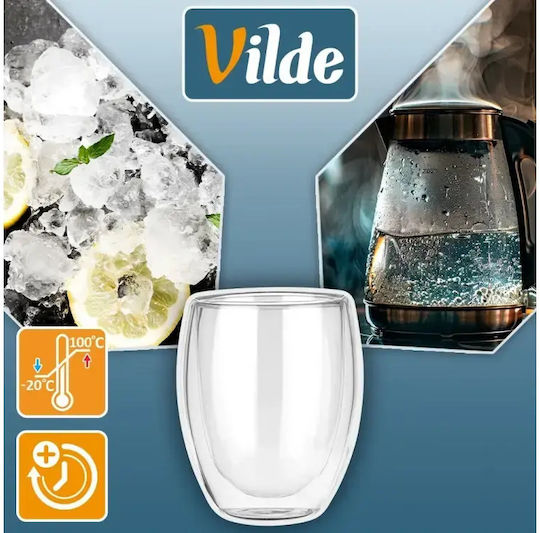 Vilde Set of Cups Cappuccino Glass Transparent 370ml 2pcs