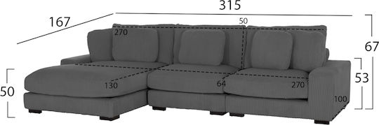 Cranfield Γωνιακός Υφασμάτινος 313x169x80εκ. Cranfield Γωνιακός Υφασμάτινος 313x169x80εκ.