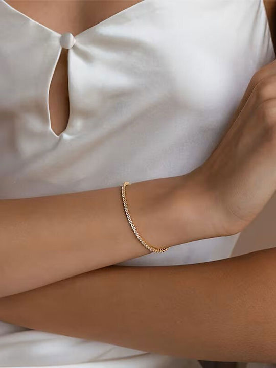 Forever Collectibles Women's Bracelet Riviera made of Silver Gold Plated with Zircon