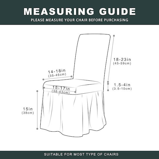 Ehome Elastic Cover for Chair Light Gray with Backrest and Ruffle 6 Pieces