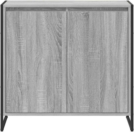 Wooden & Metallic Chest of Drawers Gray Sonoma 79x36x75cm