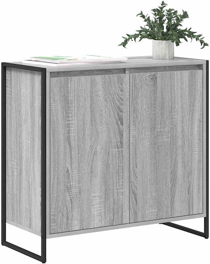 Wooden & Metallic Chest of Drawers Gray Sonoma 79x36x75cm