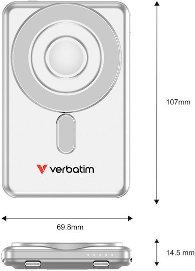 Verbatim Charge'n'Go 2C MagSafe Power Bank 5000mAh Silver