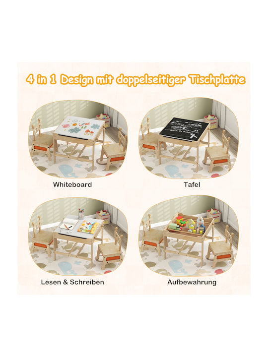 Kids Table and Chairs Set for Painting made of Wood White Costway