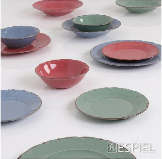 Espiel Liana Serving Bowl Round made of Porcelain Red with Diameter 16cm 6pcs