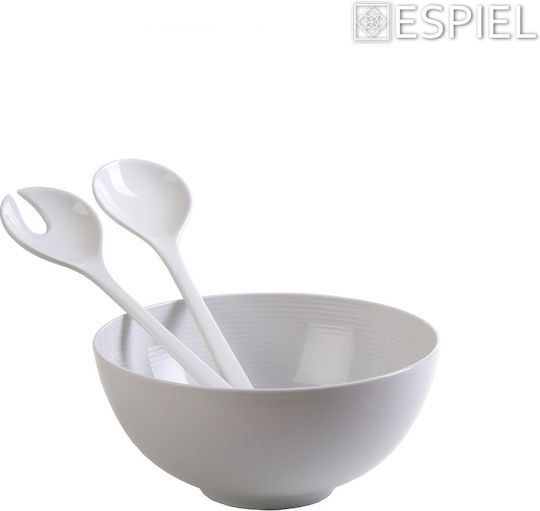 Espiel Blues Ceramic Salad Bowl White 15.5x15.5x7.6cm