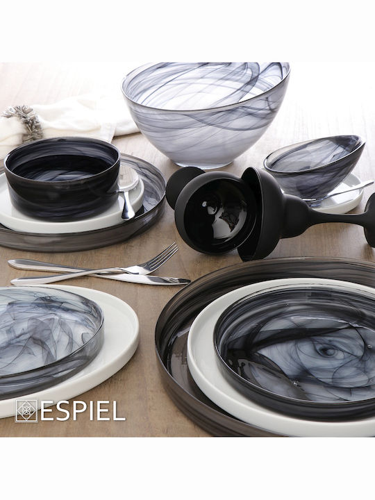Espiel Atlas Alabaster Glass Salad Bowl Black 14.5x8.5x8.5cm
