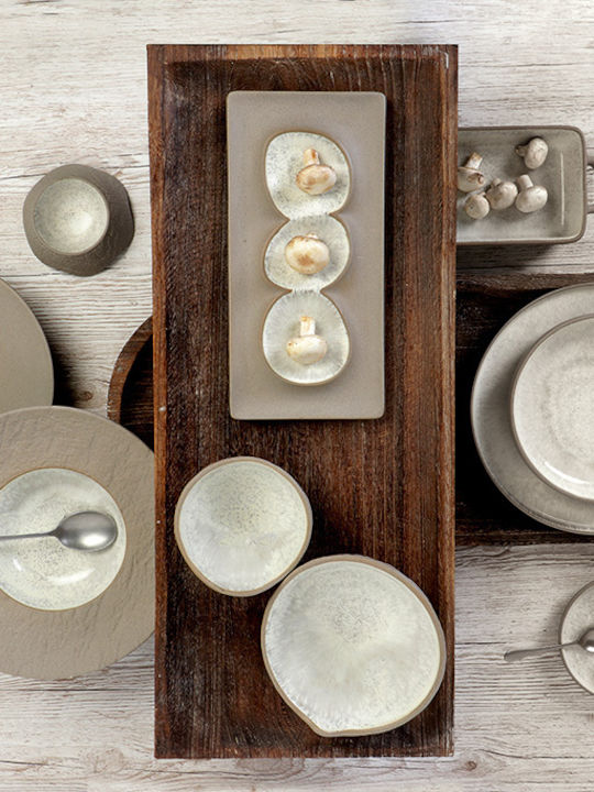 Espiel Spirit Rock Ceramic Salad Bowl Beige 12.5x12.5x3.5cm