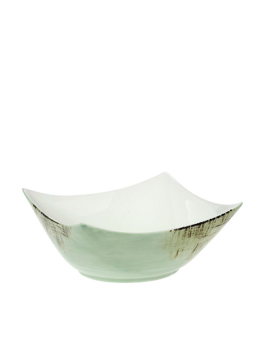Cryspo Trio Country Porcelain Salad Bowl with Salad Spoons Green 25x25x12cm