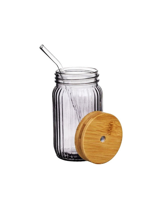 Glass Water made of Glass in Beige Color with straw 450ml
