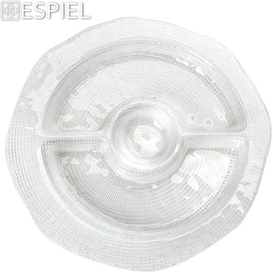 Espiel Glass Dessert Divided Serving Plate with 2 Slots Infinity Transparent Ø34cmxY3cm 34x34x3cm DAC1049